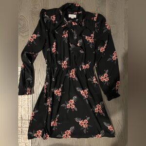 LOFT Outlet Black Jumpsuit with Pink and Grey Floral Design - Size XS